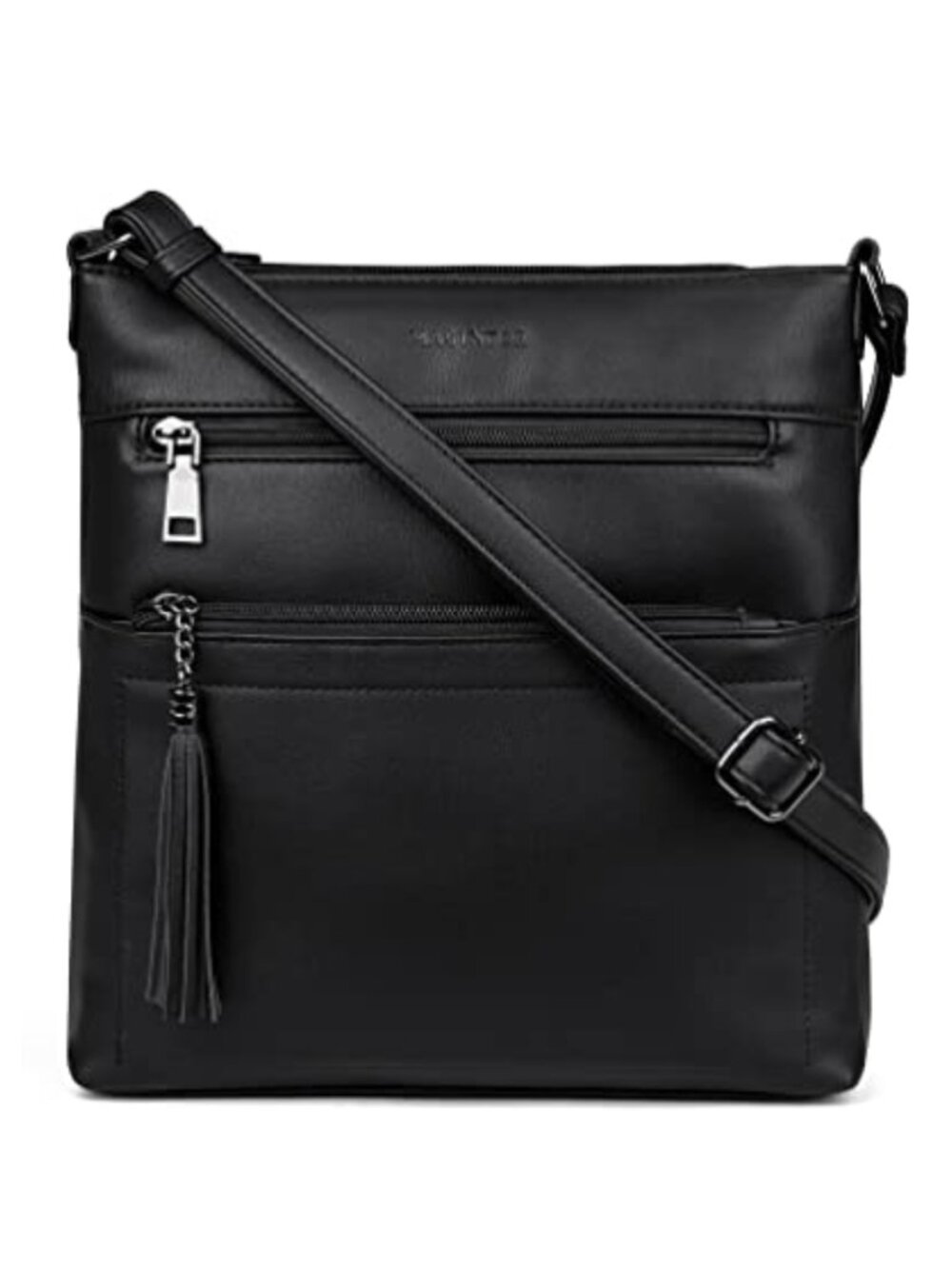 Vegan PU Leather Crossbody Bag Multi Pocket Sling Purse Adjustable Strap